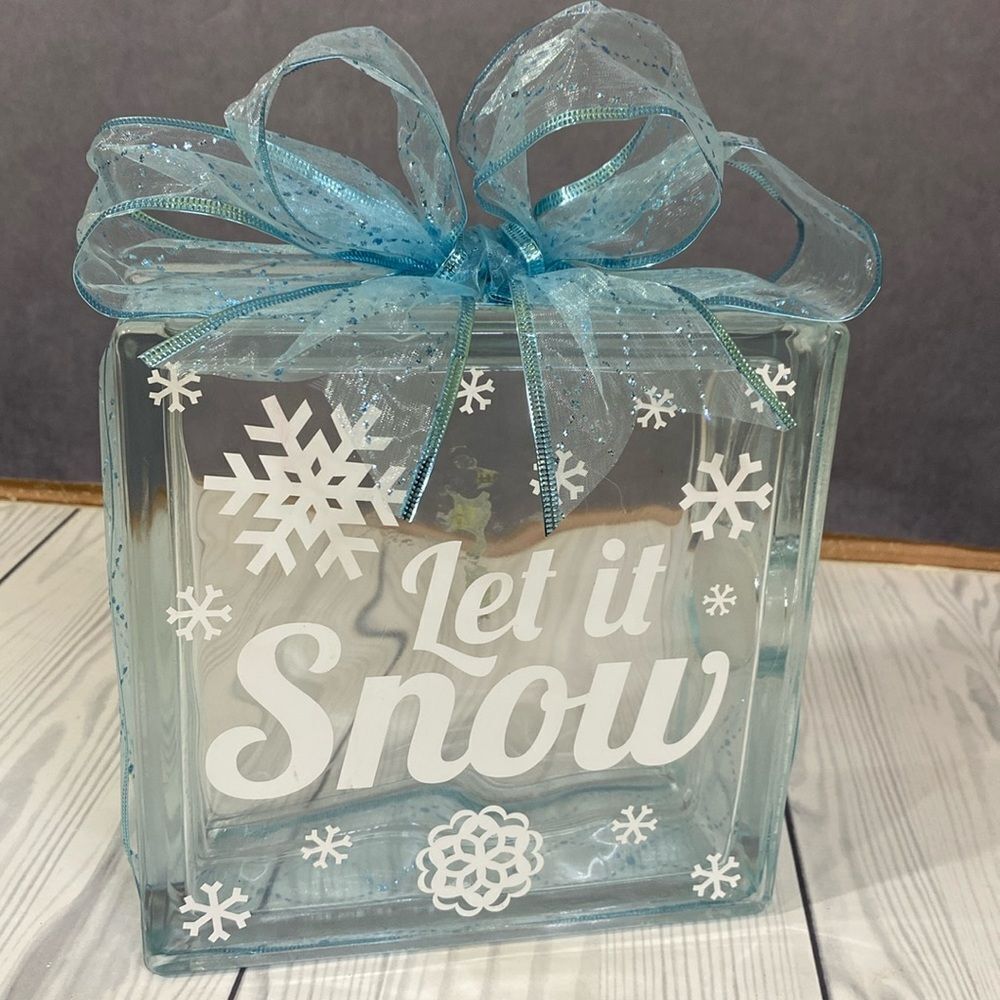 Christmas Glass Block “Let it Snow”❄️